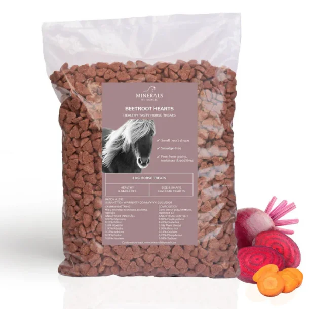 Hestegodbidder - Rdbede hjerter - 2 kg refill